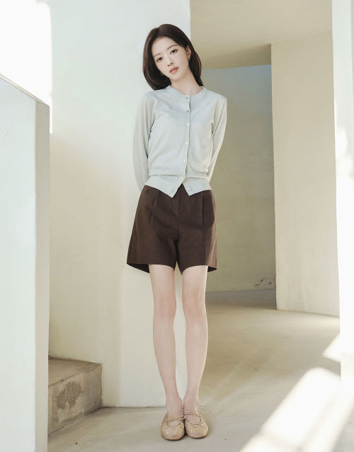 LINEN SHORTS - 2 COLORS BEIGE
