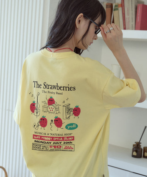 STRAWBERRY BAND SHORT SLEEVE TEE - 3 COLORS AS SHOWN