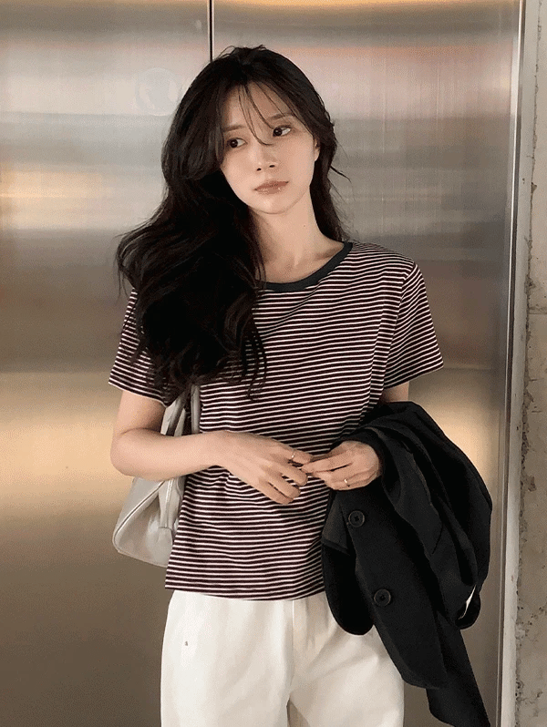 TOAST STRIPE HALF TEE - 10 COLORS