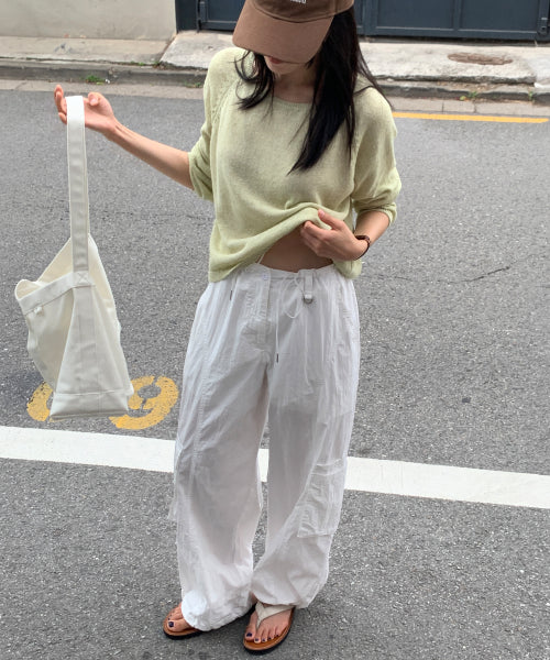 CARGO PARACHUTE STRING PANTS - 3 COLORS BEIGE