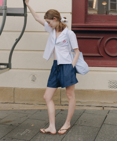 LINEN BANDING SHORTS - 4 COLORS NAVY