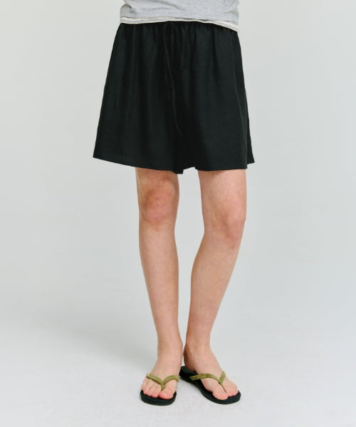 LINEN BANDING SHORTS - 4 COLORS BLACK