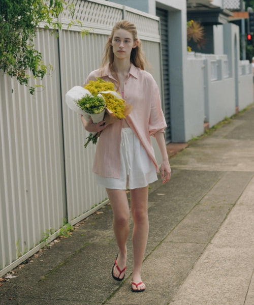 LINEN BANDING SHORTS - 4 COLORS IVORY