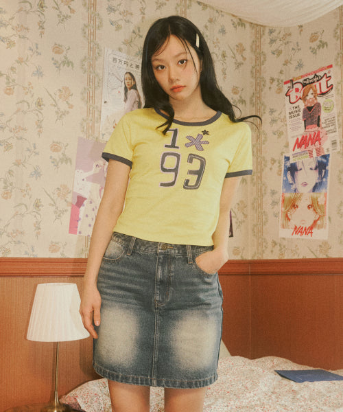 1993 FLOWER BABY RINGER T-SHIRT - 3 COLORS YELLOW