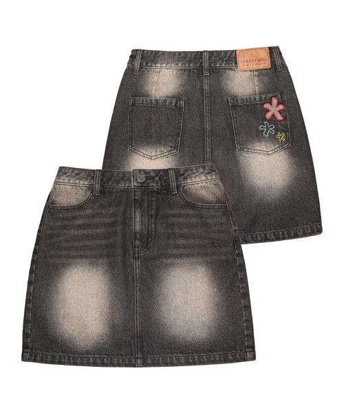 DENIM MINI SKIRT - 2 COLORS BLACK
