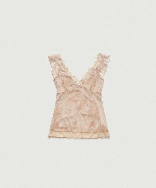 THEBARNNET SENA SHEER LACE SLEEVELESS TOP PEACH