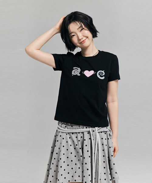 키치 패치워크 티셔츠 블랙 AS SHOWN