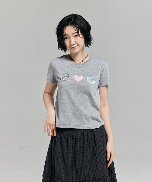 키치 패치워크 티셔츠 블랙 AS SHOWN