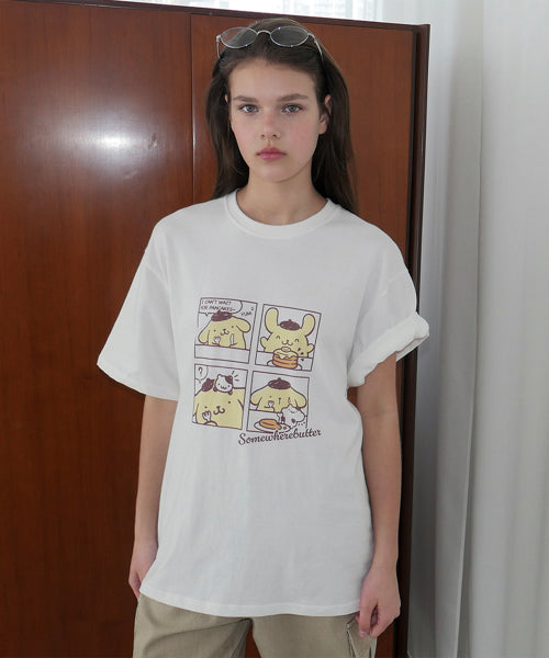 SOMEWHEREBUTTER POMPOMPURIN OVER-FIT TOP - IVORY