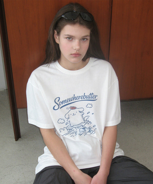 SOMEWHEREBUTTER POMPOMPURIN OVER-FIT TOP - IVORY 1