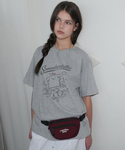 SOMEWHEREBUTTER POMPOMPURIN OVER-FIT TOP - GREY 1