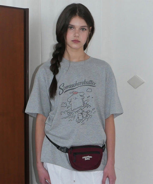 SOMEWHEREBUTTER POMPOMPURIN OVER-FIT TOP - GREY 2