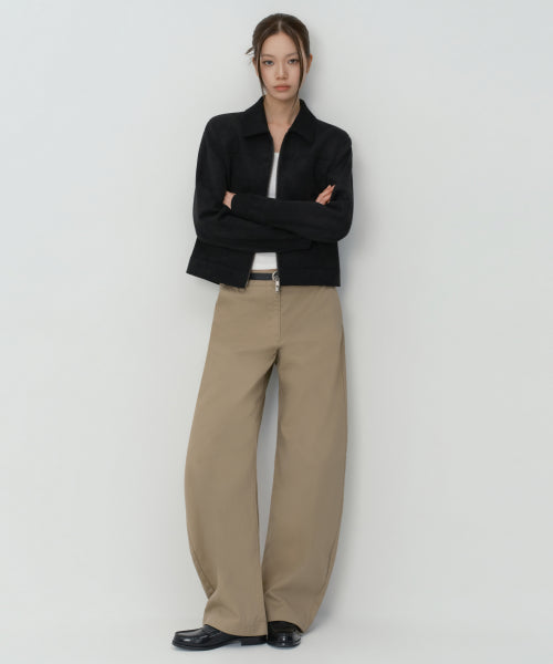WOMENS SOLID CP CURVED CHINO PANTS #韓韶禧同款! - 4 COLORS BEIGE