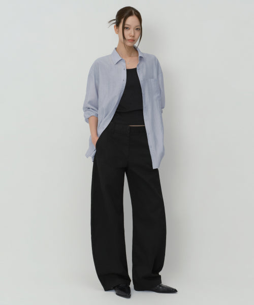 WOMENS SOLID CP CURVED CHINO PANTS #韓韶禧同款! - 4 COLORS BLACK