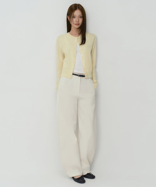 WOMENS SOLID CP CURVED CHINO PANTS #韓韶禧同款! - 4 COLORS IVORY