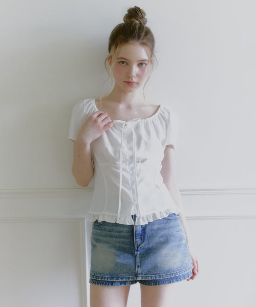 MELLOW FRILL BLOUSE - 2 COLORS BLACK