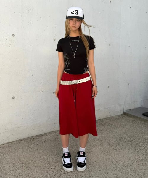 SALT SWEAT BERMUDA PANTS - 2 COLORS RED