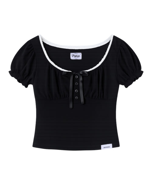 SHIRRING TOP - 3 COLORS BLACK
