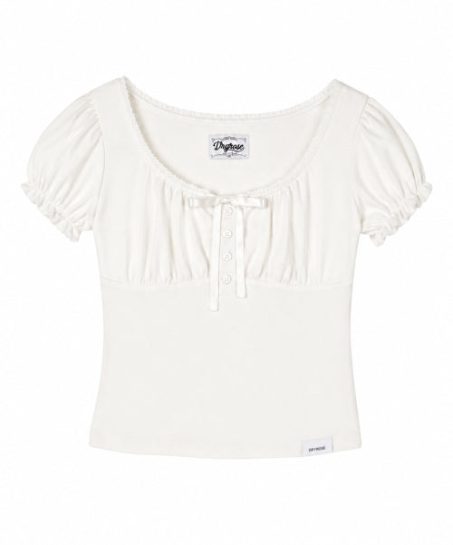 SHIRRING TOP - 3 COLORS WHITE