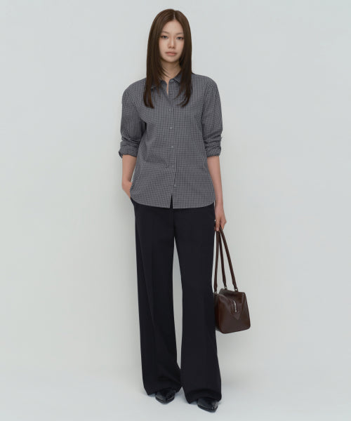 WOMENS WIDE HIDDEN BANDING SLACKS #韓韶禧同款! - 4 COLORS NAVY