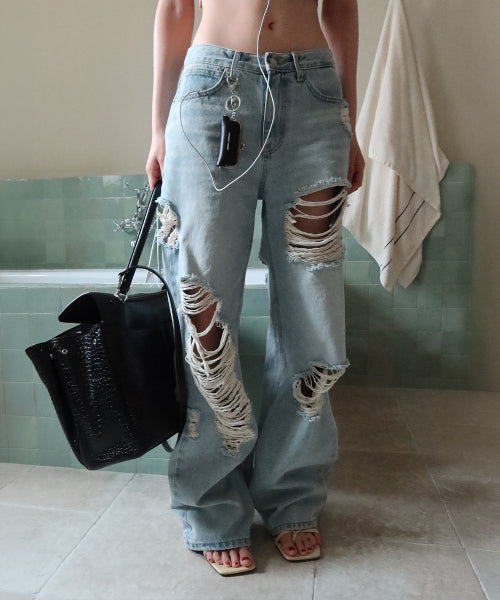 VINTAGE WIDE DENIM PANTS - 2 COLORS AS SHOWN