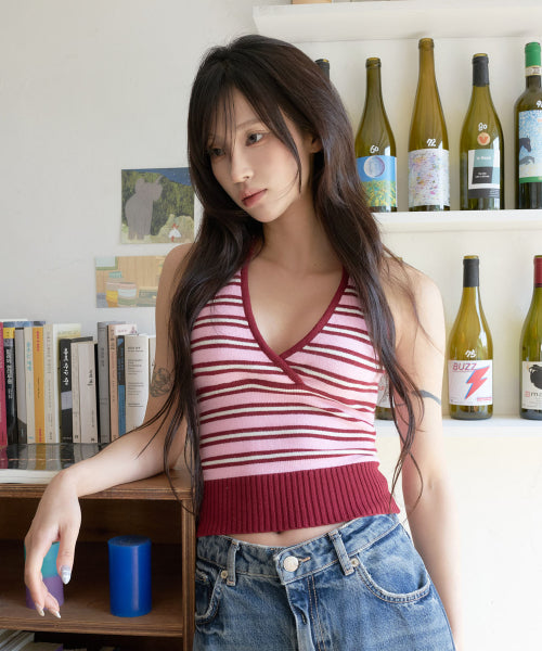 LARTIGENT L24 KNIT HALTER TOP - 4 COLORS PINK