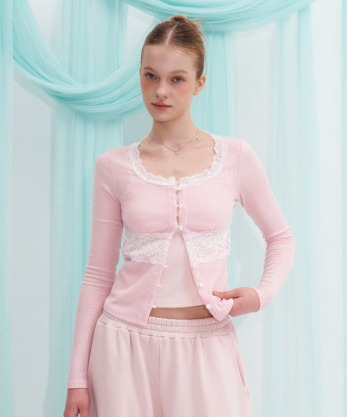 LACE CARDIGAN - 4 COLORS PINK