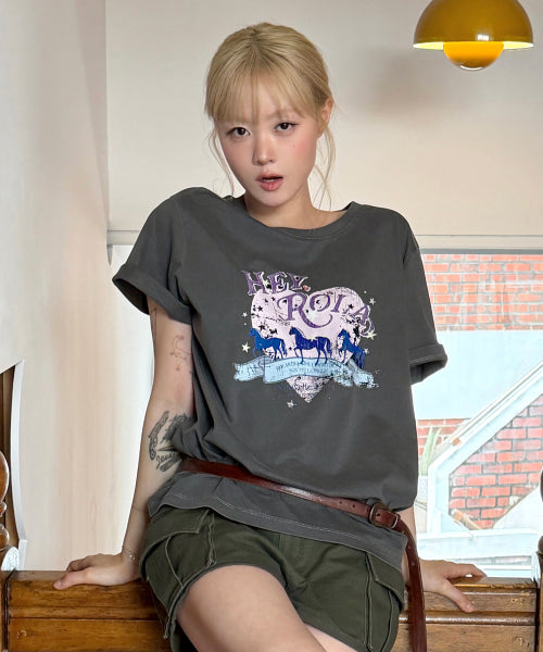ROLA HEART PIGMENT T-SHIRT - 2 COLORS CHARCOAL
