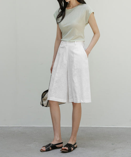 ORIJE LINEN BERMUDA SHORTS - 2 COLORS WHITE