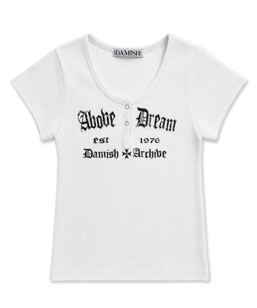ABOVE DREAM LETTERING SNAP BUTTON SLEEVE - 3 COLORS WHITE