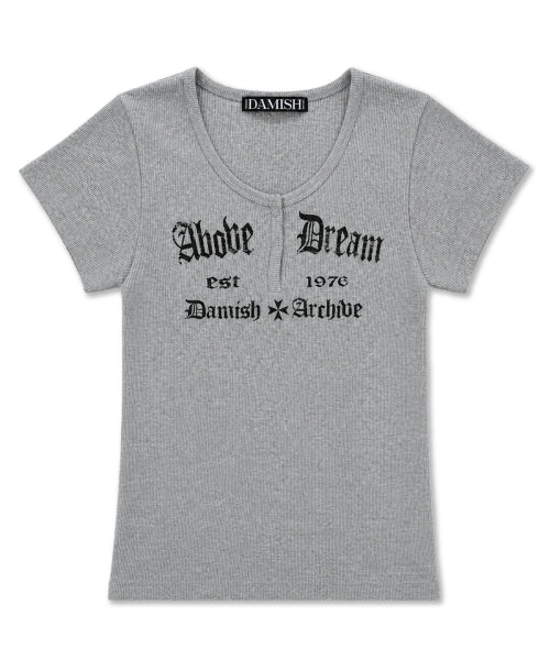 ABOVE DREAM LETTERING SNAP BUTTON SLEEVE - 3 COLORS GREY