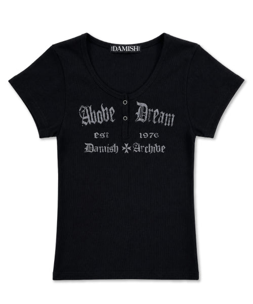 ABOVE DREAM LETTERING SNAP BUTTON SLEEVE - 3 COLORS BLACK
