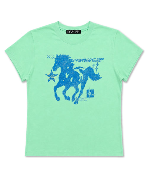 HORSE GRAPHIC PASTEL SLIM T-SHIRT - 3 COLORS MINT