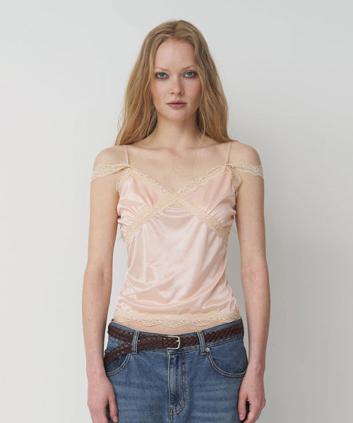 PREFERPREFER DOUBLE STRAP LACE CAMISOLE - 2 COLORS PINK