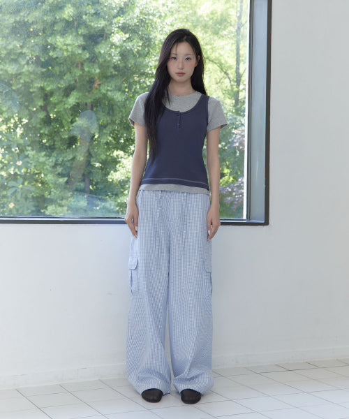 TINY CHECK BANDING PANTS - 2 COLORS