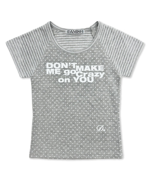DOT STRIPE LETTERING SHORT SLEEVE - 4 COLORS GREY