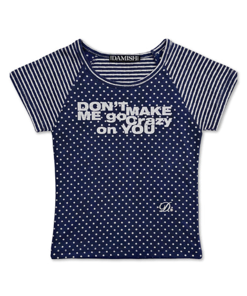 DOT STRIPE LETTERING SHORT SLEEVE - 4 COLORS NAVY