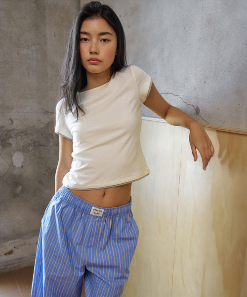 ALL DAY SLIM FIT LAYERED TOP - 9 COLORS IVORY