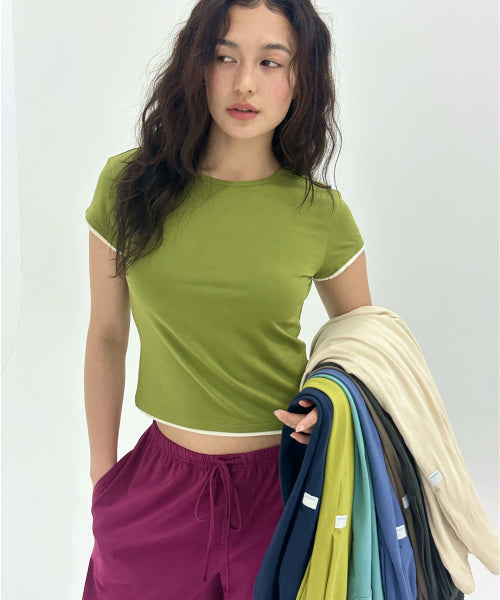 ALL DAY SLIM FIT LAYERED TOP - 9 COLORS OLIVE