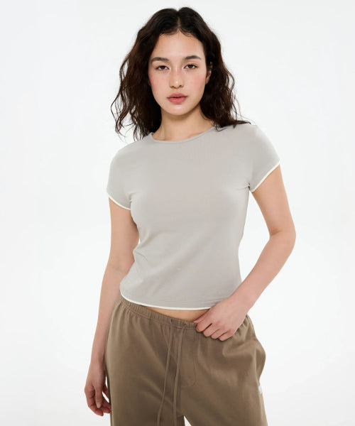 ALL DAY SLIM FIT LAYERED TOP - 9 COLORS LIGHT GREY