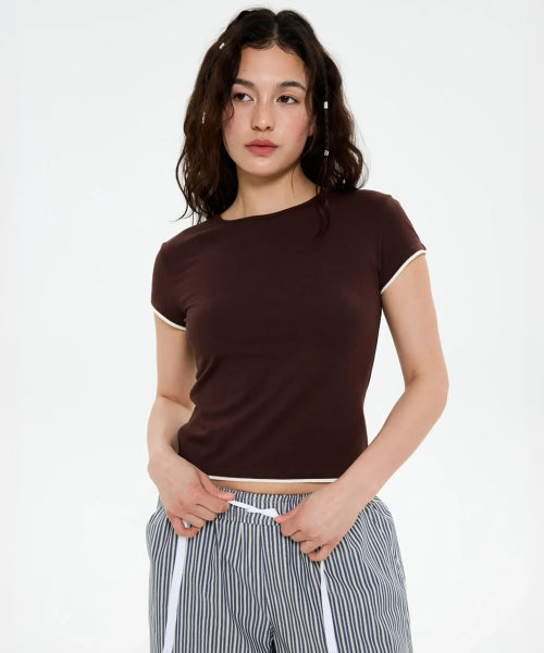 ALL DAY SLIM FIT LAYERED TOP - 9 COLORS BROWN