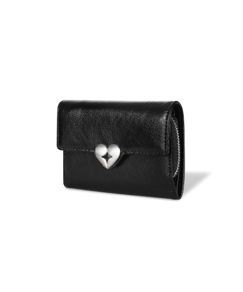 HEARTY ZIP FLAP WALLET BLACK