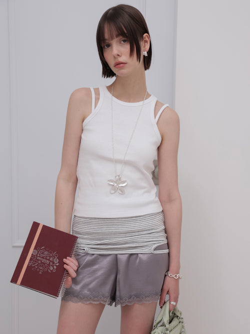 MEENDERI CURVE STRAP SLEEVELESS - 4 COLORS WHITE