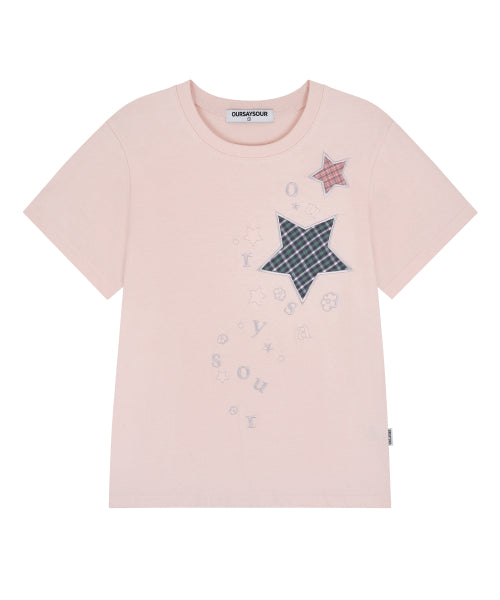 CHECK TWO STAR TEE - 6 COLORS PINK