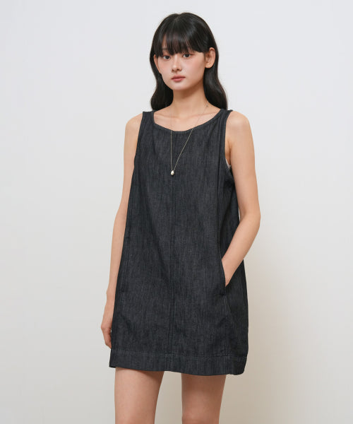 GENERAL IDEA MINIMAL TWILL DRESS - 2 COLORS NAVY