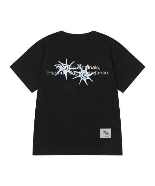LONECK BACK LETTERING SHORT SLEEVE TEE - 3 COLORS BLACK