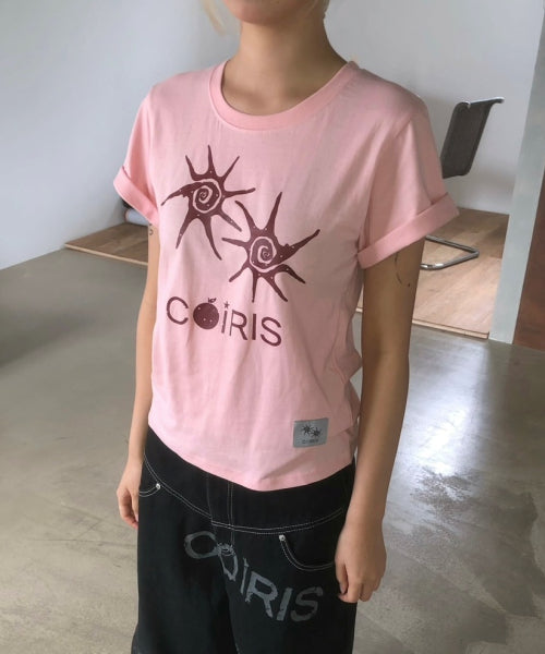 DOT SHORT SLEEVE TEE - 2 COLORS PINK
