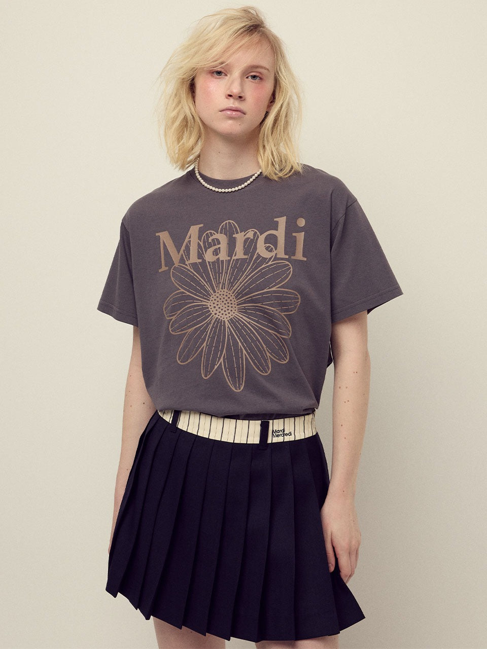 TSHIRT FLOWERMARDI_CHARCOAL TAUPE