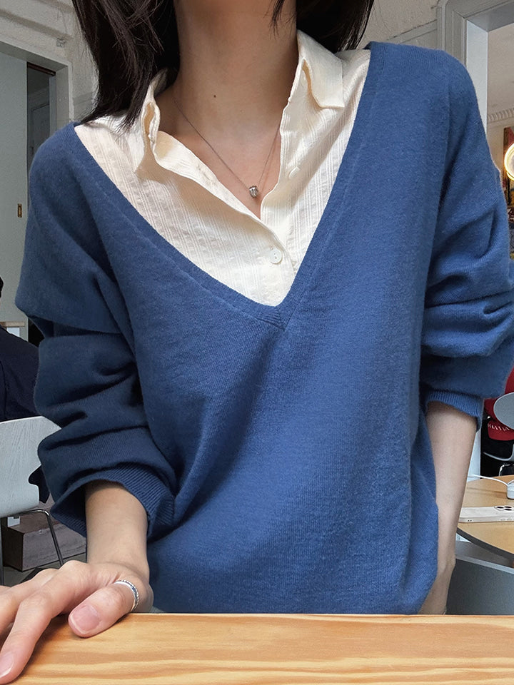 RILLIVE WASHABLE DEEP V-NECK KNIT - 4 COLORS