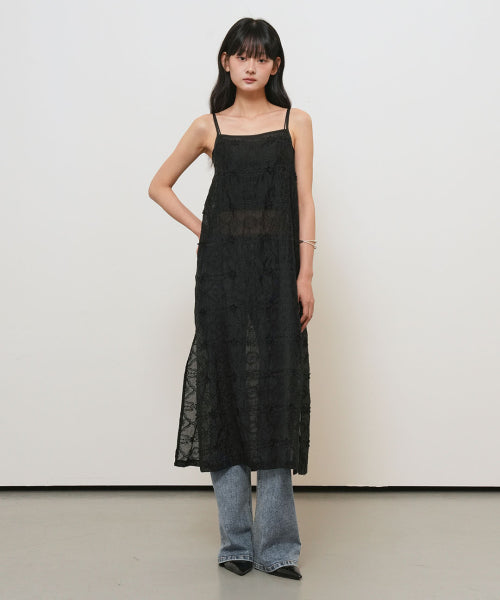 GENERAL IDEA VOILE LACE LAYERED DRESS - 2 COLORS BLACK